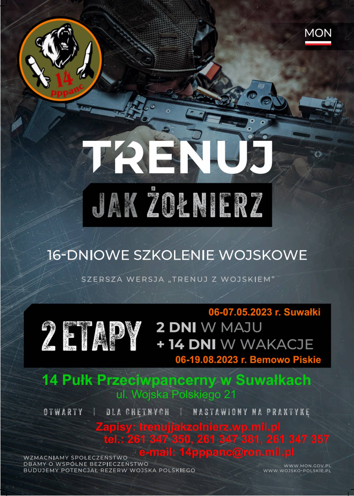 Plakat szkolenia wojskowego "Trenuj Jak Żołnierz"